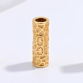 Macro shot of S925 silver cylinder bead with Ping An engraving and textured finish - Hammered Pingan Barrel Bead
