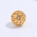 Detailed macro view of S925 silver golden镂空 spherical spacer bead for jewelry DIY crafting - Gold Hollow Auspicious Cloud Round Bead