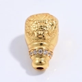 Golden S925 silver Wu Lou charm with dragon relief and sparkling zircon inlay for DIY jewelry - Gold White Rhinestone Dragon Pattern Gourd Bead