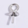 Polished S925 sterling silver pearl cap pendant connector for DIY jewelry making - Platinum 2.5mm Small Peg Bail