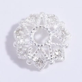 S925 sterling silver snowflake flower bead cap with hollow petal design for DIY jewelry - Silver Snowflake Flower Cap
