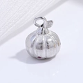 Élégant pendentif citrouille en argent 925 avec détail de feuille et pierre rose - Argent avec Citrouille Gemme Rose