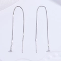 Boucles d'oreilles traversantes minimalistes en argent S925 avec chaîne box et disque - 92.5mm / Argent