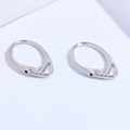 Paire de crochets d'oreilles dormeuses en argent S925 avec design ovale à clip - Or blanc
