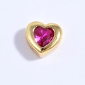 Macro de la cuenta de corazón en plata S925 dorada con cristal rosa para joyas DIY - Cuenta Corazón Strass Rosa Rojo Dorado
