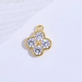 S925 silver four-leaf flower pendant with gold plating and white round zircon stones - Gold Style (SD78)