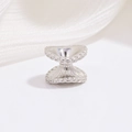 Exquisite S925 Sterlingsilber Herzperle mit funkelnder Zirkonia-Pflasterfassung für DIY - Herz Welle Zwischenperle / Weißgold