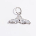 Pendentif queue de baleine en argent S925 avec zircons brillants pour bijoux - Pendentif Queue de Baleine Zirconia Blanc Argenté