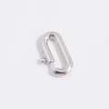 Close-up of polished S925 sterling silver oval spring clasp for DIY jewelry making - White Gold Smooth Oval Spring Clasp