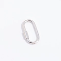 Close-up of a polished S925 sterling silver oval carabiner clasp with screw locking mechanism - White Gold Smooth Small Oval Screw Clasp