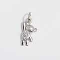 Polished S925 sterling silver teddy bear pendant with micro-set zircon stones for women - Pendant Only (Without Chain) / Silver