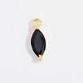 Vista macro del ciondolo a marquise in pietra nera con base dorata per gioielli DIY - Ciondolo Marquise Zirconia Nera Placcato Oro