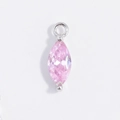 Vista dettagliata del ciondolo in cristallo rosa taglio marquise in argento sterling - Ciondolo Marquise Zirconia Rosa Placcato Platino