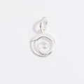 Macro detail of a 925 sterling silver spiral vortex pendant with a polished finish - Spiral Circular / Silver