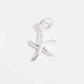 Detailed view of a polished silver starfish charm with a sturdy circular bail - Starfish / Silver