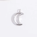 Detailed view of a polished S925 sterling silver crescent moon pendant for DIY jewelry - Silver Moon Pendant