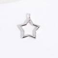 Macro shot of silver S925 sterling silver hollow star pendant with circular bail loop - Silver Small Star Pendant