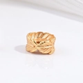 Detailed S925 silver gold-plated feather open ring with textured matte and polished finish - Gold Feather Bead / 6.2MM