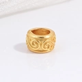 Golden S925 sterling silver cylinder bead with embossed spiral pattern and matte finish - Gold Small Meander Bead / 3.5mm