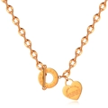 Rose gold heart pendant necklace with OT toggle clasp and Bible Proverbs engraving - Rose Gold
