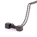 Matte black stainless steel dumbbell necklace for men featuring inspirational quote engraving - Black