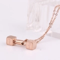 Rose gold dumbbell pendant necklace in stainless steel with inspirational engraving - Rose Gold