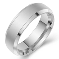 Bague en acier titane argenté brossé avec bords biseautés polis et finition mate - US 5 / Acier