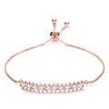 18K Roségold-Bolo-Armband mit runden und Baguette-Zirkonia, verstellbar in Weiß - Roségold