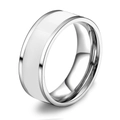 Minimalistische 7mm zilveren roestvrijstalen ring met wit emaille voor heren en dames - US 7 / Wit