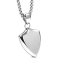 Collana con pendente a scudo triangolare in acciaio inossidabile lucido e spazzolato - Con Catena / Colore acciaio