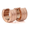7mm Edelstahl-Creolen in Roségold mit mattierter Oberfläche und drei polierten Streifen - Roségold