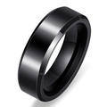 Polished 6mm black ceramic ring with beveled edges and mirror finish for men and women - US 6 / Black