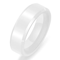 Minimalist white ceramic 6mm ring with a polished beveled edge design for men and women - US 6 / White