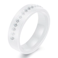 Elegant 6mm white ceramic ring with single row of sparkling zircon stones for women - US 6 / White