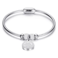 Bracelet à chaîne serpent argentée avec charms en cristal et fermoir magnétique - Argent acier avec pendentif