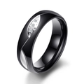 Anillo de pareja de acero inoxidable cepillado negro con circonitas de 6 mm - US 5 / Estilo Mujer - Zirconia Incrustada (CG1187)