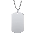 Minimalist stainless steel military dog tag pendant with a classic metal bead chain link - Steel