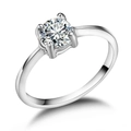 Classic 6mm silver finish engagement ring featuring round cut zircon in four-prong setting - US 8 / Steel