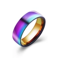 6mm rainbow titanium steel ring with colorful gradient coating and mirror polished finish - US 7 / Colorful