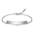 7mm silver stainless steel ID bracelet with curved polished plate and lobster clasp - Steel