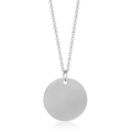 Polished stainless steel round pendant necklace with mirror finish on minimalist cable chain - Steel Color With Chain