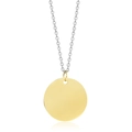 Minimalist 25mm round gold pendant on silver chain necklace with polished finish - Gold With Chain