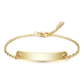 Polished gold 7mm stainless steel bar bracelet with lobster clasp and heart charm - Gold