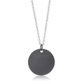 Minimalist 25mm circular stainless steel pendant with matte finish on silver O-chain - Black With Chain