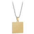 Golden square pendant necklace with silver ball chain in minimalist stainless steel - Gold Tone Square Necklace