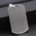 Brushed silver stainless steel rectangle dog tag pendant with triangle bail link - Pendant Only (No Chain) / Brushed Steel