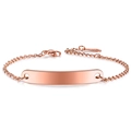 Polished rose gold stainless steel ID bracelet with blank curved bar for custom engraving - Rose Gold