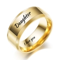 Polished gold daughter ring with I love you engraving on a high quality mirror surface - US 7 / Gold Daughter