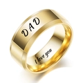 Macro shot of gold DAD ring with I love you engraving and polished metallic finish - US 6 / Gold DAD