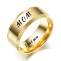 Polished gold ring with MOM engraving and I love you message on the inner band - US 6 / Gold MOM